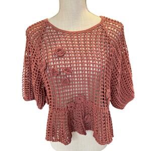Zara crochet crop top.  Size small.  Dusty rose.   Limited edition.